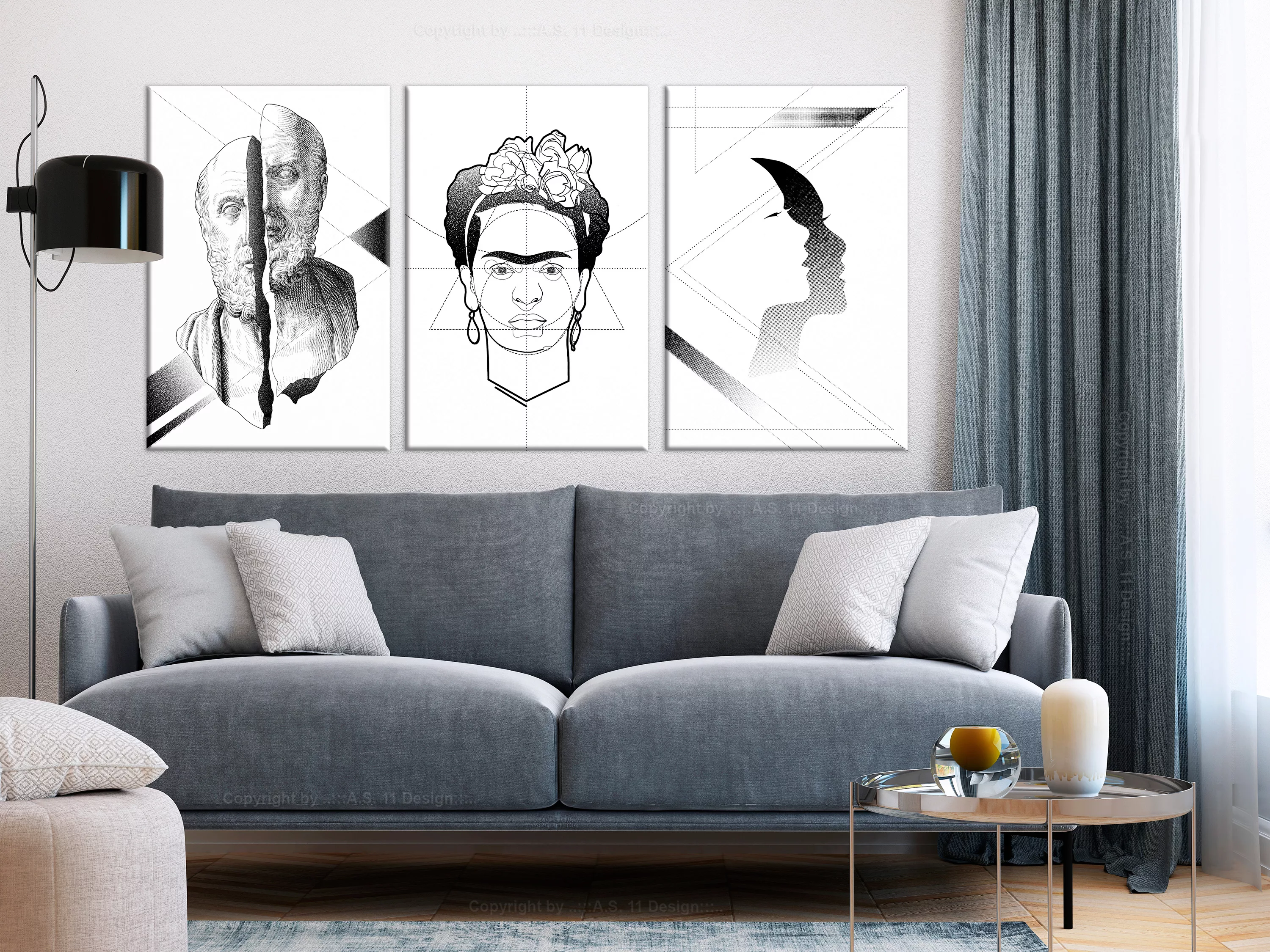 Wandbild - Facial Composition (3 Parts) günstig online kaufen