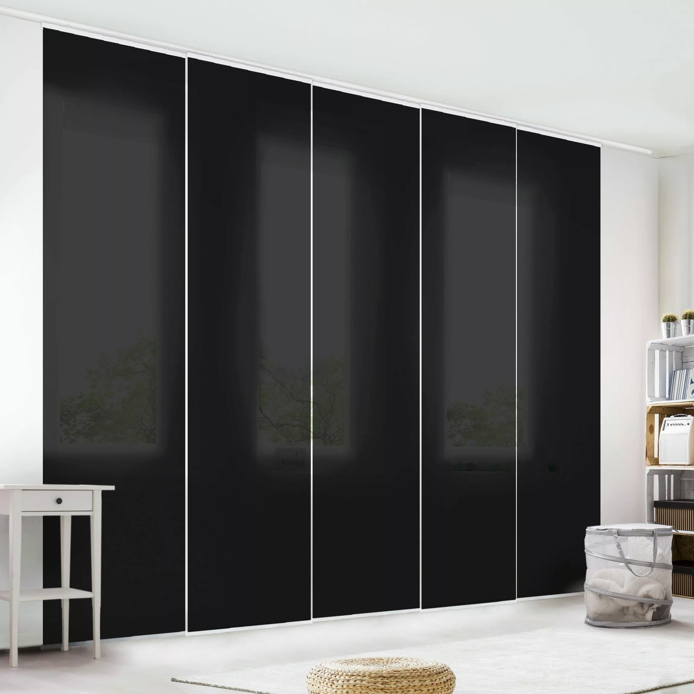 Bilderdepot24 Schiebegardine modern Flächenvorhang blickdicht Tiefschwarz, günstig online kaufen