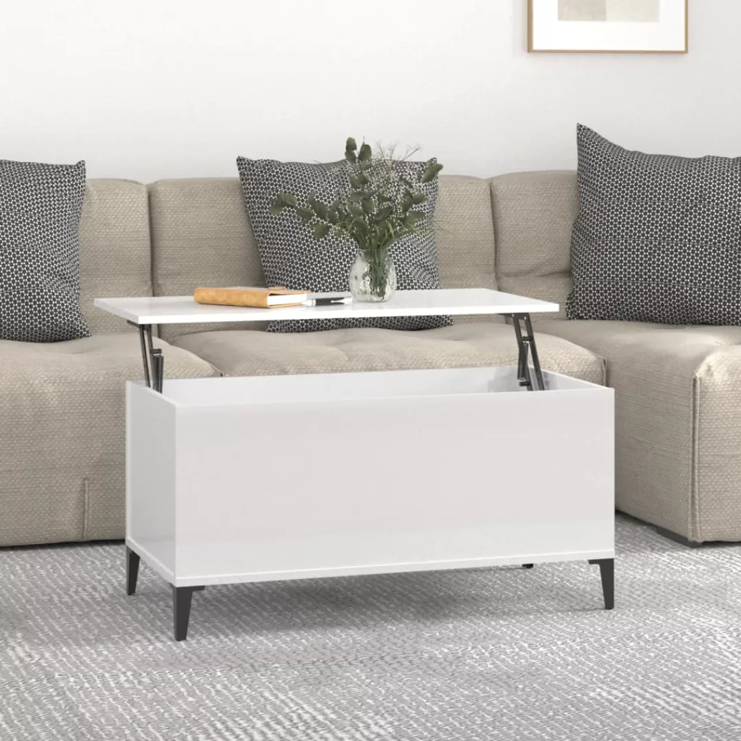 Vidaxl Couchtisch Hochglanz-weiß 90x44,5x45 Cm Holzwerkstoff günstig online kaufen