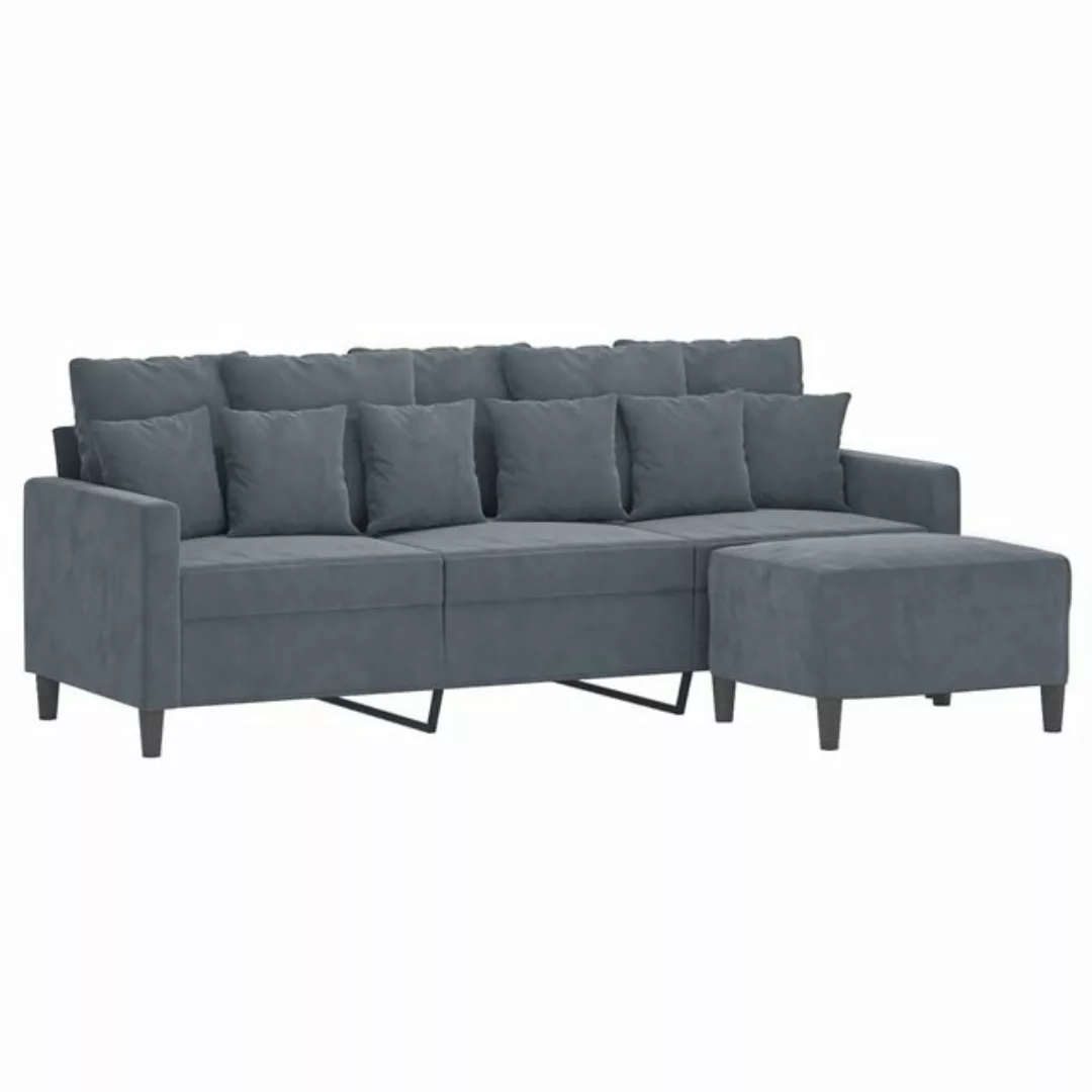 vidaXL Sofa, 3-Sitzer-Sofa mit Hocker Dunkelgrau 180 cm Samt günstig online kaufen