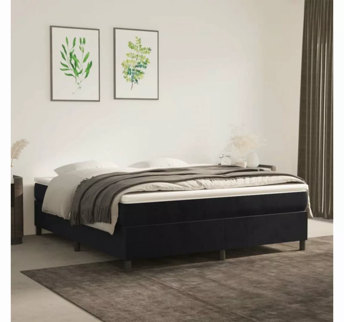 furnicato Bett Boxspringbett Schwarz 160x200 cm Samt günstig online kaufen