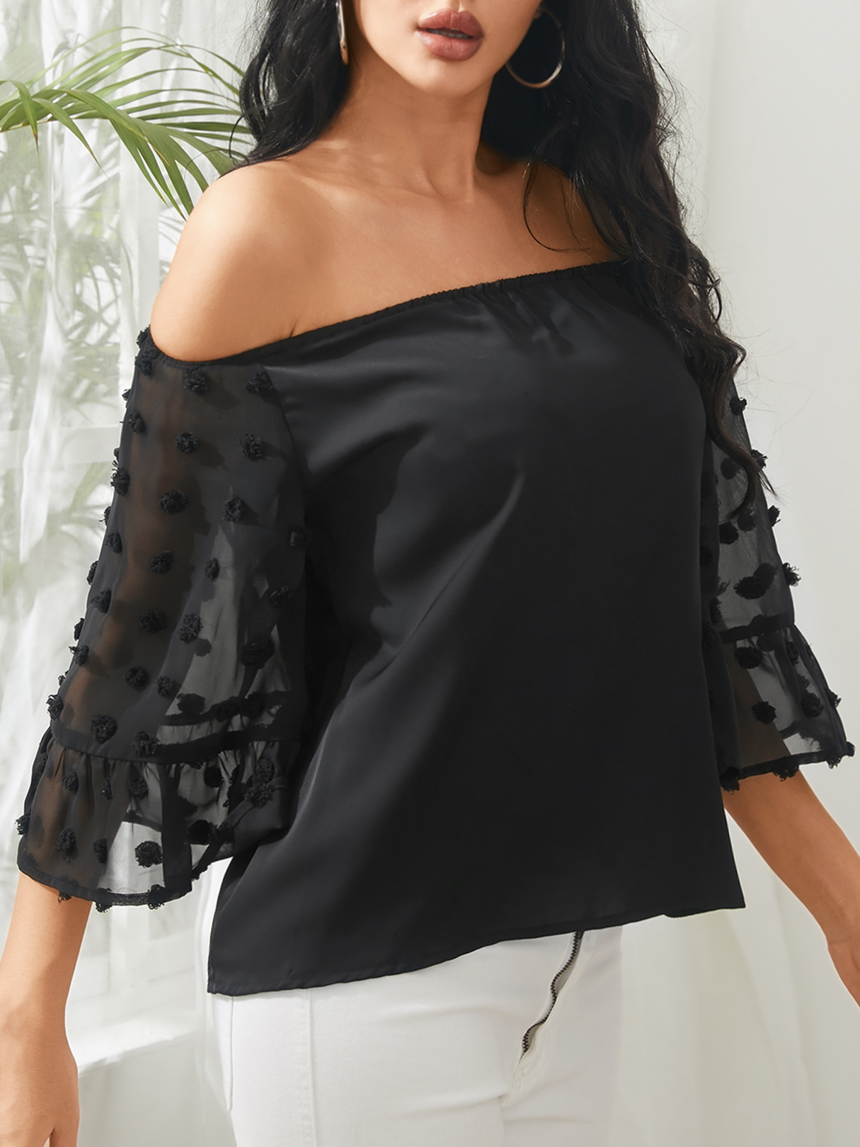 YOINS Off The Shoulder 3/4 Länge Ärmelbluse günstig online kaufen