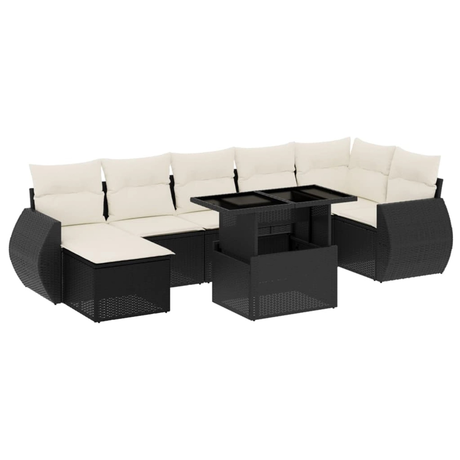 vidaXL 8-Tlg Garten-Sofagarnitur mit Kissen Schwarz Poly Rattan 3268686 günstig online kaufen