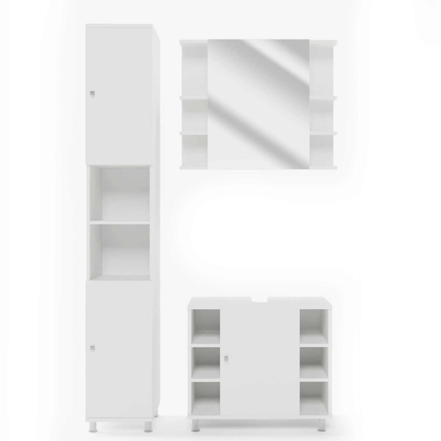 Vicco Badmöbel-Set Fynn, Weiß, 3 Teile, günstig online kaufen