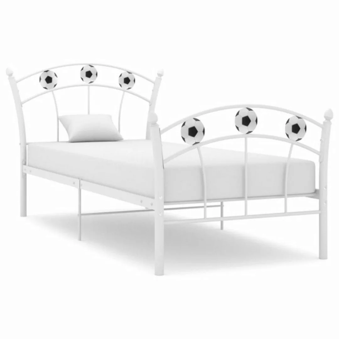 furnicato Bettgestell Einzelbett mit Fußball-Design Weiß Metall 90x200 cm ( günstig online kaufen