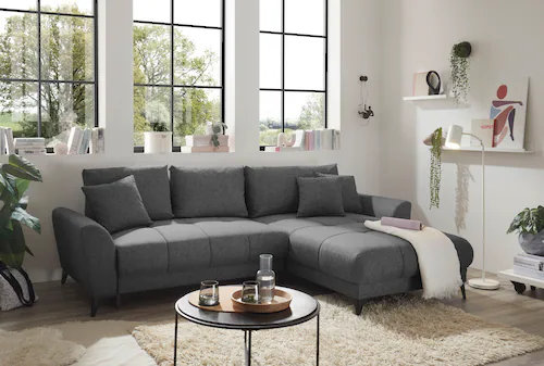 ED EXCITING DESIGN Ecksofa »Bern L-Form«, mit Bettfunktion, Bettkasten & 3 günstig online kaufen