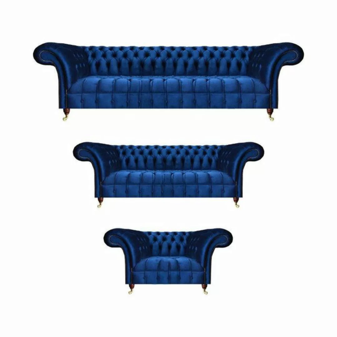 JVmoebel Chesterfield-Sofa Polstermöbel Sofa Komplett 3tlg 2x Sofas Einrich günstig online kaufen