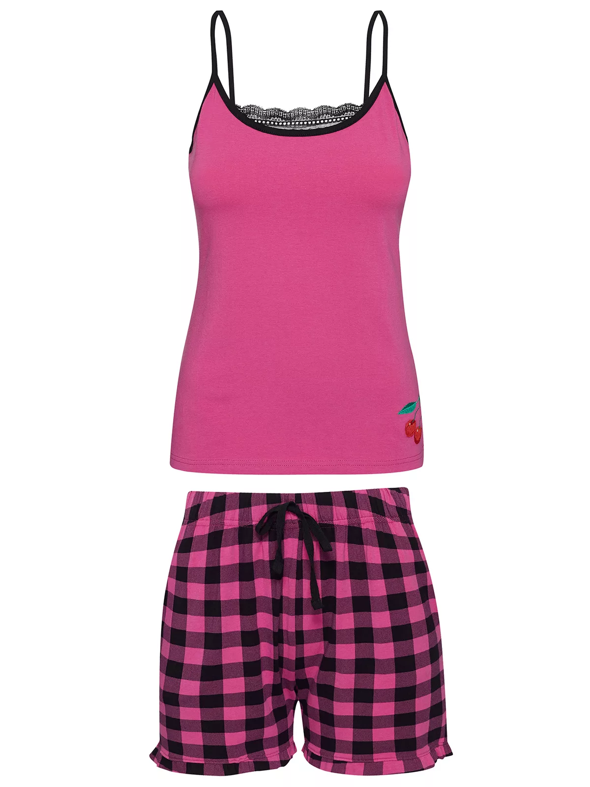 Pussy Deluxe Pink Checkered Damen Pyjama schwarz/lightpink günstig online kaufen