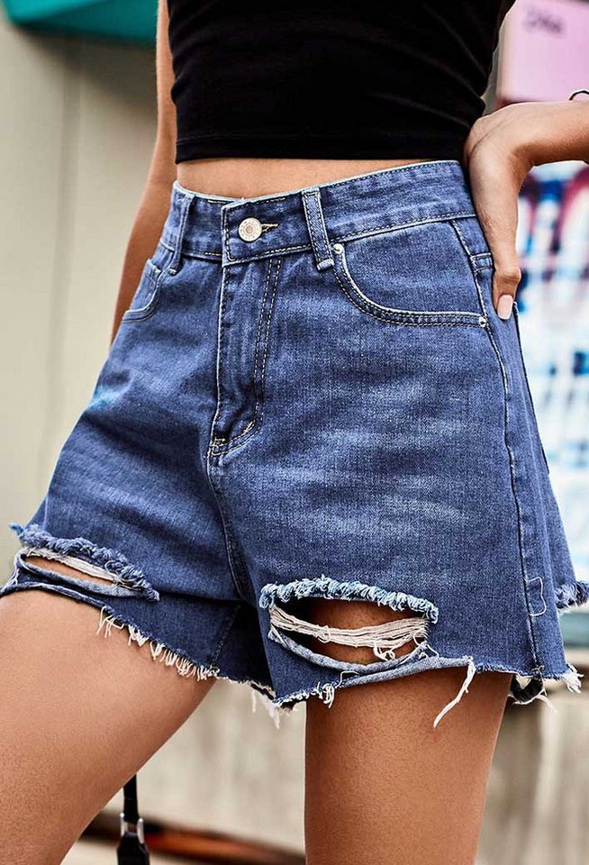 SEGUEN Jeansshorts Ripped Raw Edge Denim Freizeitshorts (Vielseitige modisc günstig online kaufen