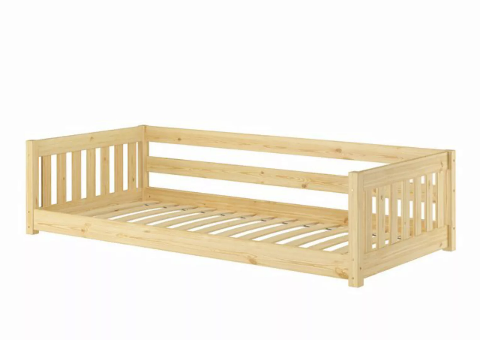 ERST-HOLZ Bett Niederflurbett für Kinder mit Sicherung 90x200 Kiefer massiv günstig online kaufen