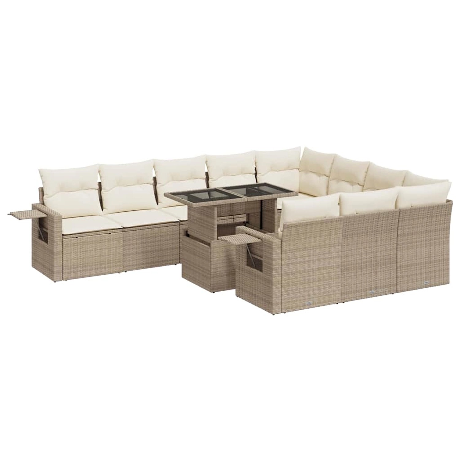 vidaXL 11-Tlg Garten-Sofagarnitur mit Kissen Beige Poly Rattan 3326549 günstig online kaufen