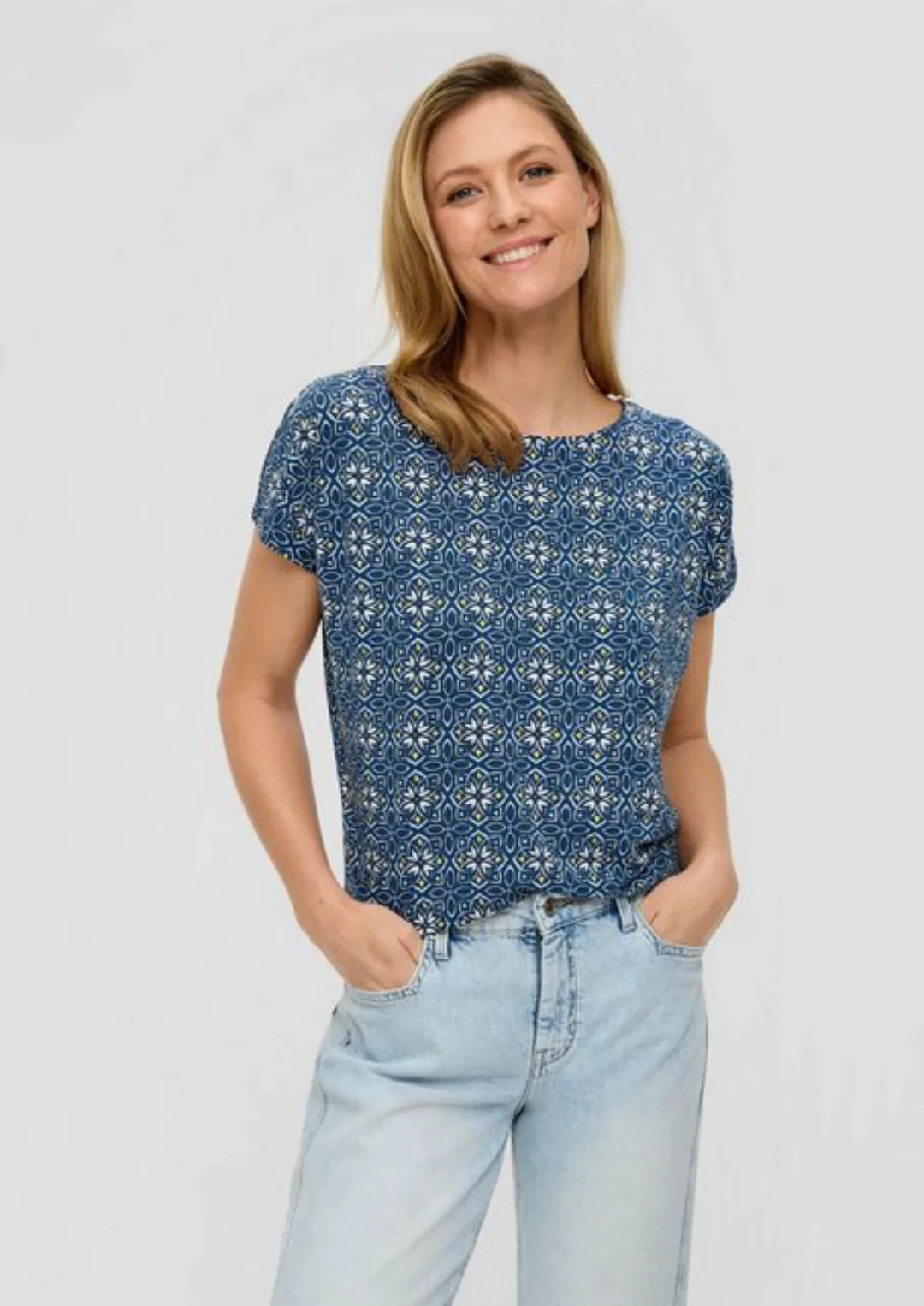 s.Oliver Kurzarmshirt Viskose-Shirt mit All-over-Print im Relaxed Fit günstig online kaufen