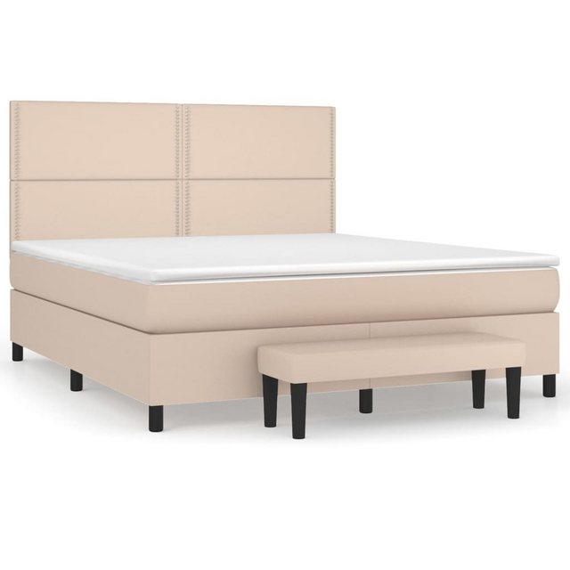 vidaXL Boxspringbett Boxspringbett mit Matratze und Fusshocker Kunstleder ( günstig online kaufen