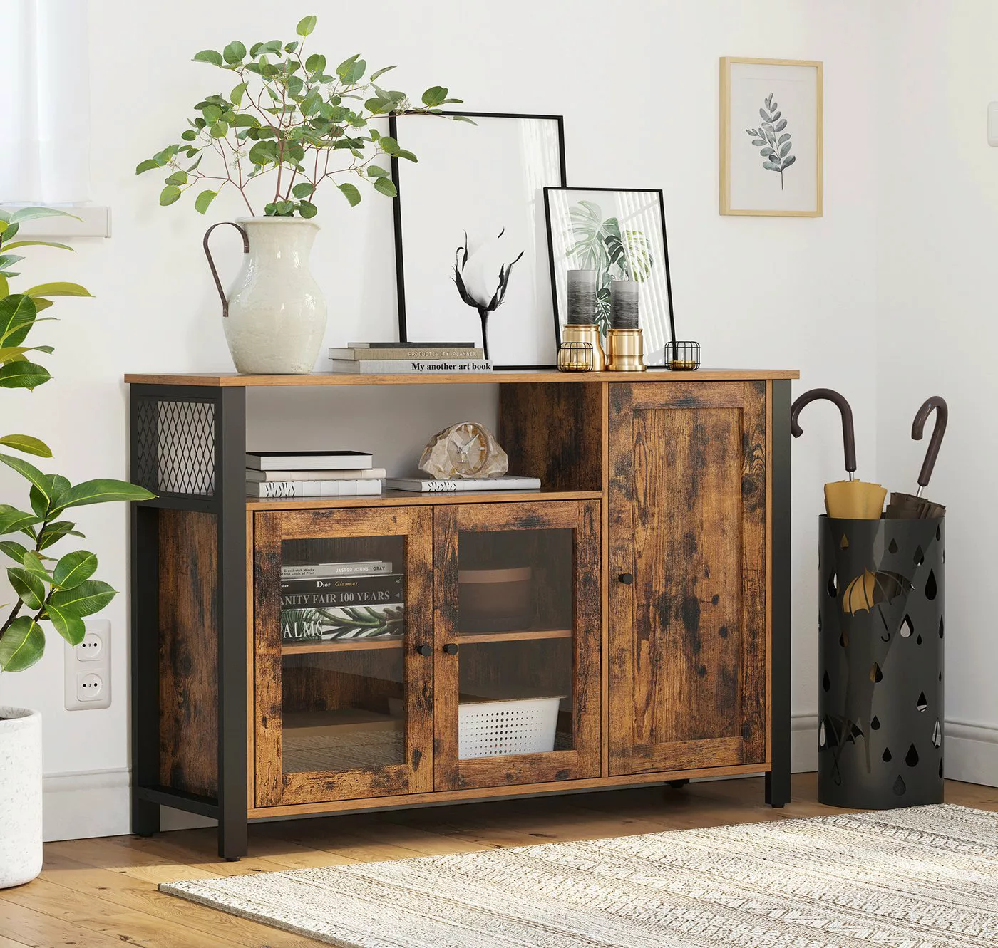 VASAGLE Buffet Küchenschrank Kommode, 110 x 33 x 75 cm, mit 3 Türen günstig online kaufen