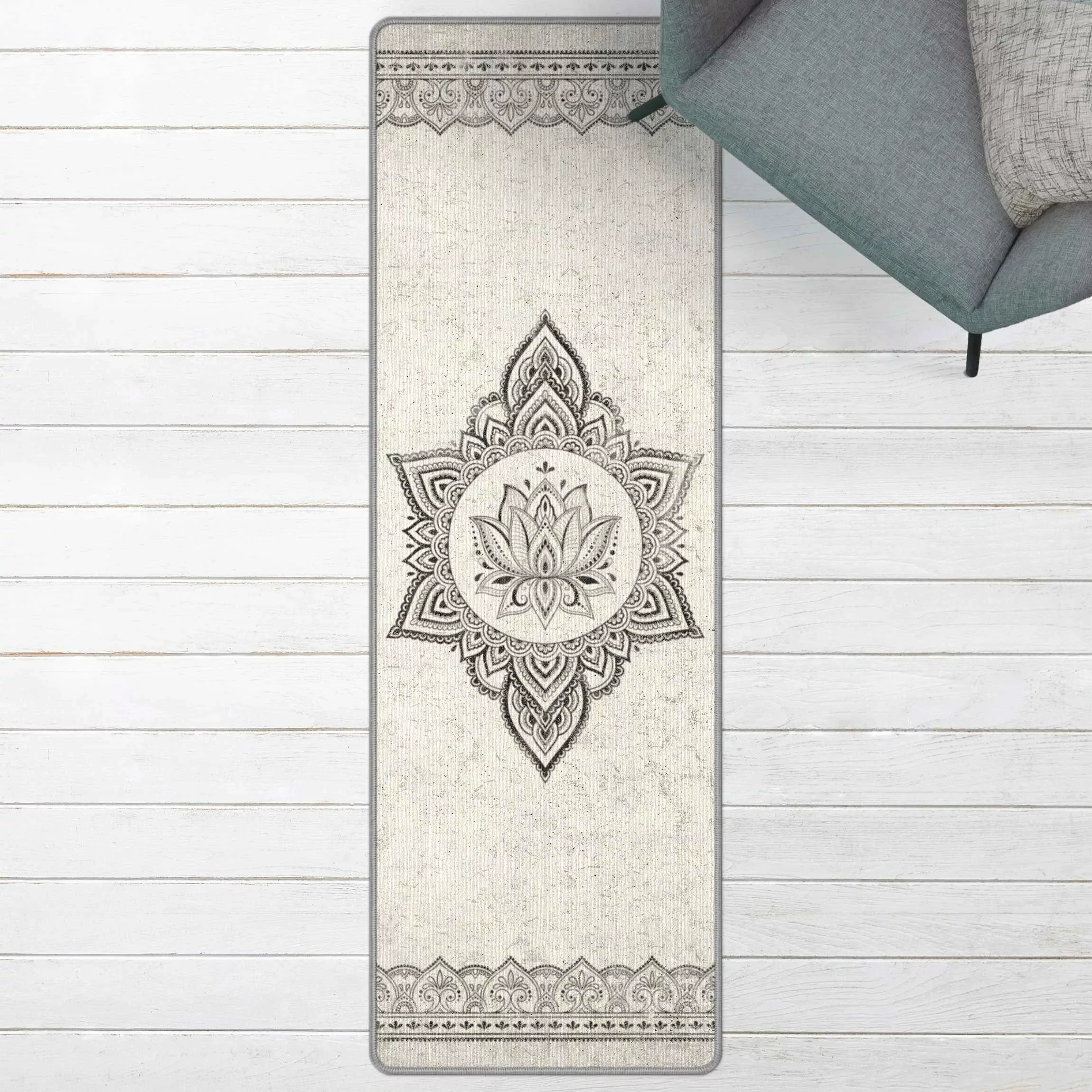 Teppich Mandala Lotus Betonoptik günstig online kaufen