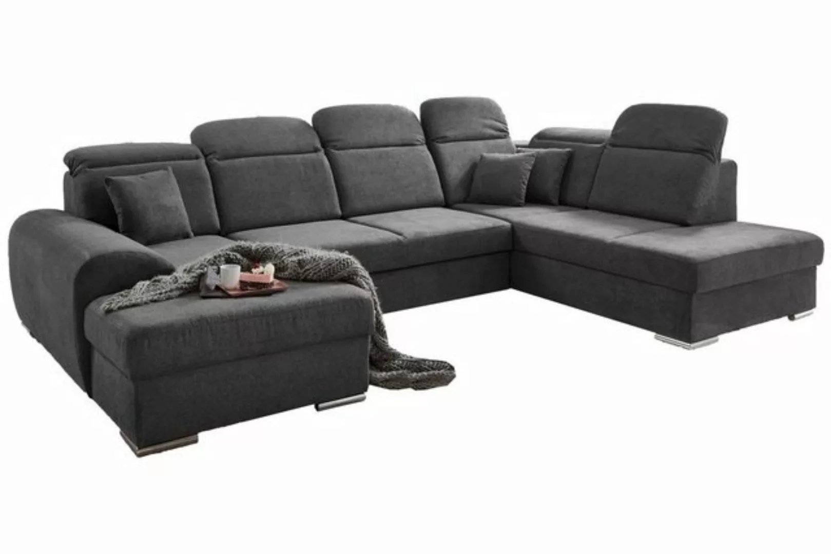 Iwaniccy Sofa JOY, Grau, Stoffbezug, BxHxT 338 x 107 x 224 cm, mit Bettkast günstig online kaufen