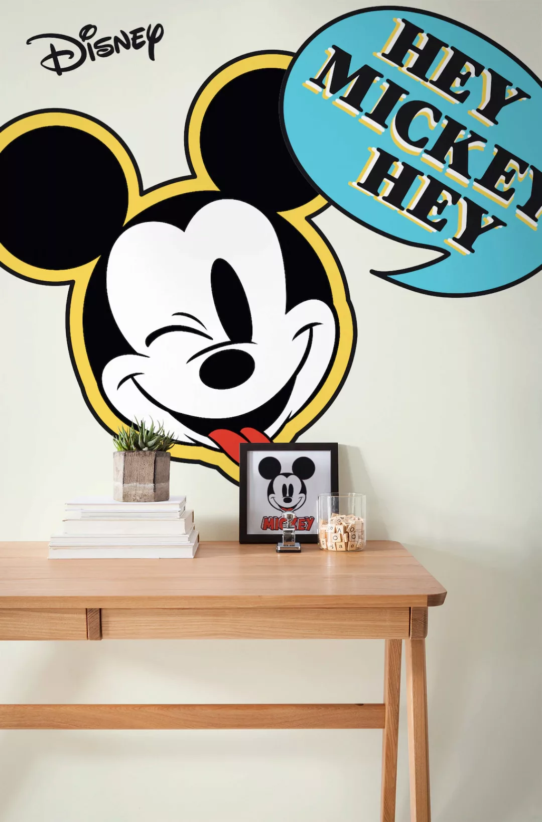 Disney Wandtattoo Mickey Mouse Blau Gelb und Schwarz-Weiß 127 x 200 cm 6124 günstig online kaufen