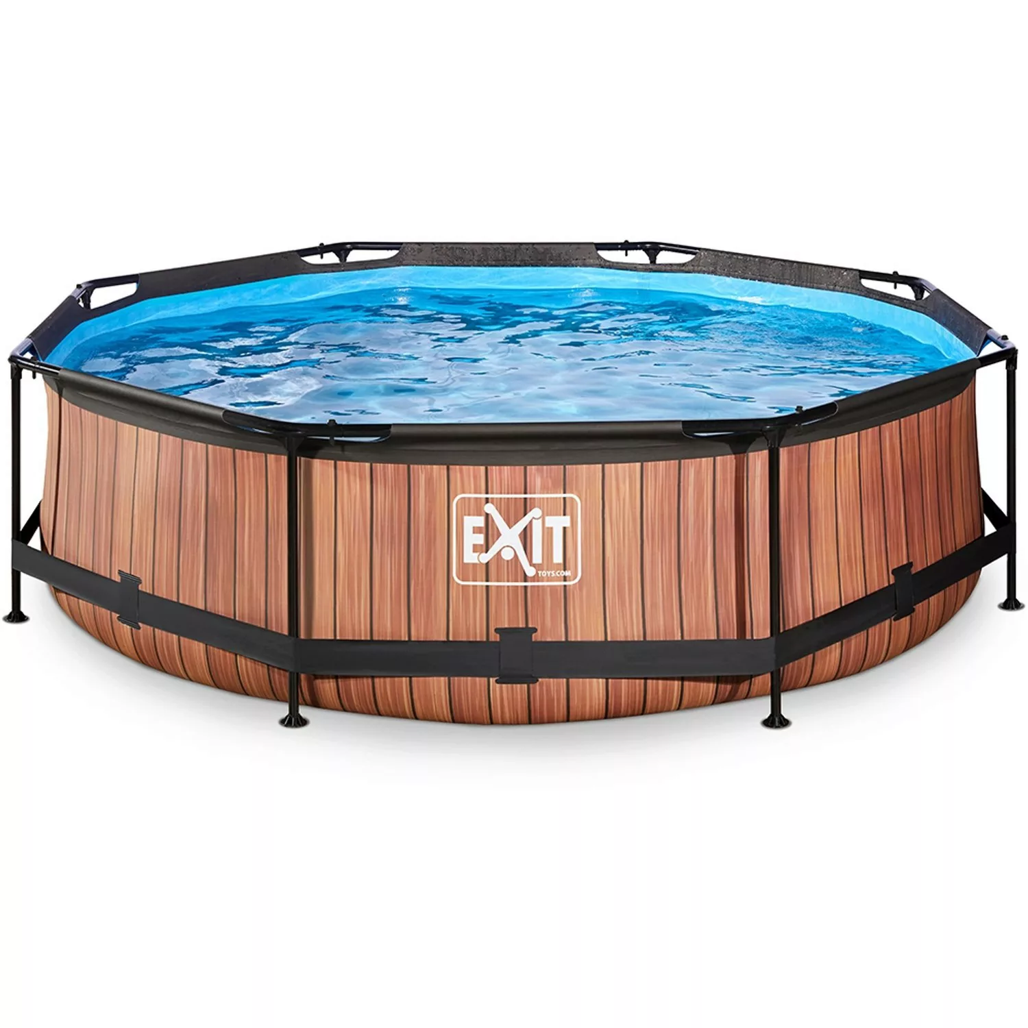 Exit Stahlrahmenpool-Set Wood Ø 300 cm x 76 cm Holzoptik Rund günstig online kaufen