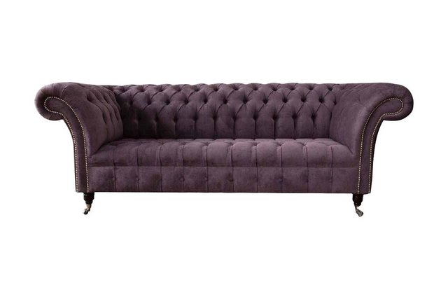 JVmoebel Sofa Chesterfield Sofa Couch Polster 3 Sitzer Lila Textil Stoff So günstig online kaufen