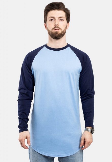 Blackskies T-Shirt Baseball Longshirt T-Shirt Himmelsblau-Navyblau Small günstig online kaufen