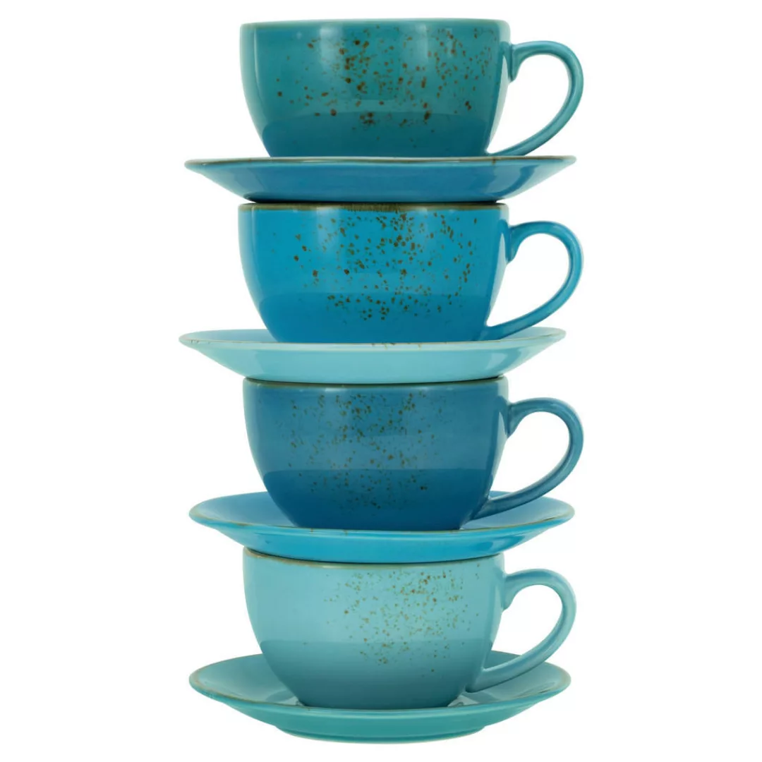 CreaTable Cappuccinotassen-Set Nature Collection AQUA blau Steinzeug 8 tlg. günstig online kaufen