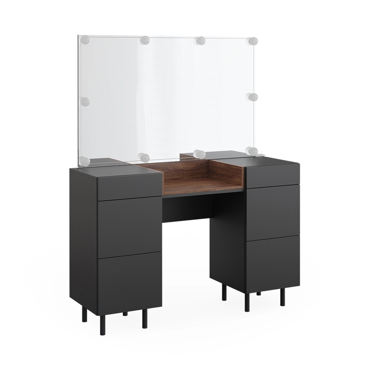Vicco Schminktisch Anika, Anthrazit/Nussbaum, 120 cm günstig online kaufen