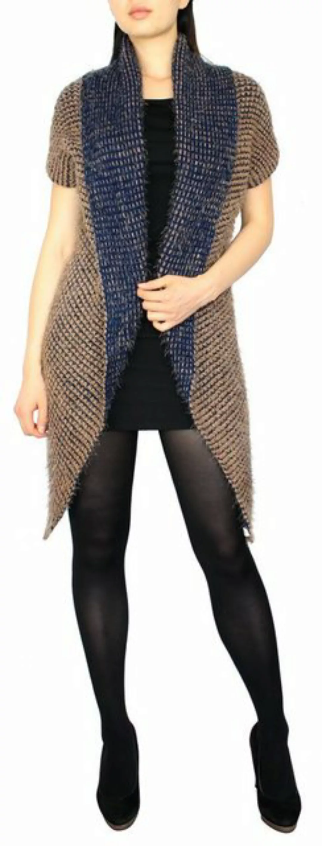 dy_mode Cardigan Damen Grobstrick Cardigan Kurzarm Weste Lang Strickweste D günstig online kaufen