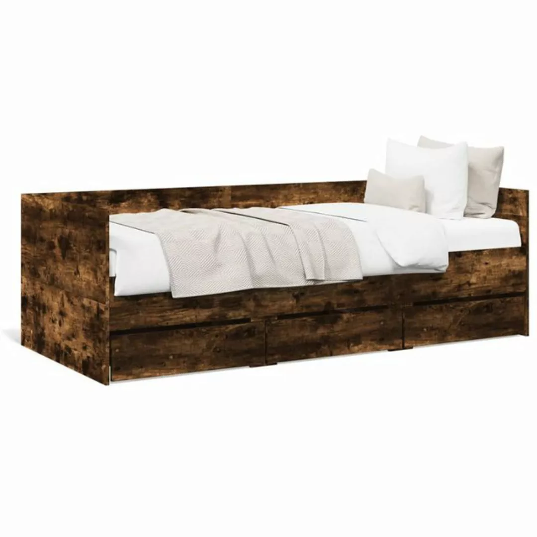 vidaXL Bett, Tagesbett mit Schubladen Räuchereiche 90x200 cm Holzwerkstoff günstig online kaufen