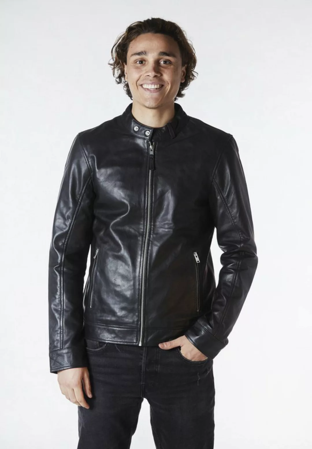 Bolongaro Trevor Lederjacke Classic Racer Racer, Superweiches Leder,Rennfah günstig online kaufen