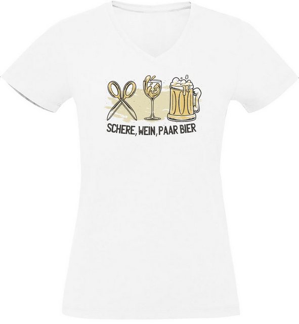 MyDesign24 T-Shirt Damen Oktoberfest T-Shirt - Schere, Wein, Paar Bier V-Au günstig online kaufen