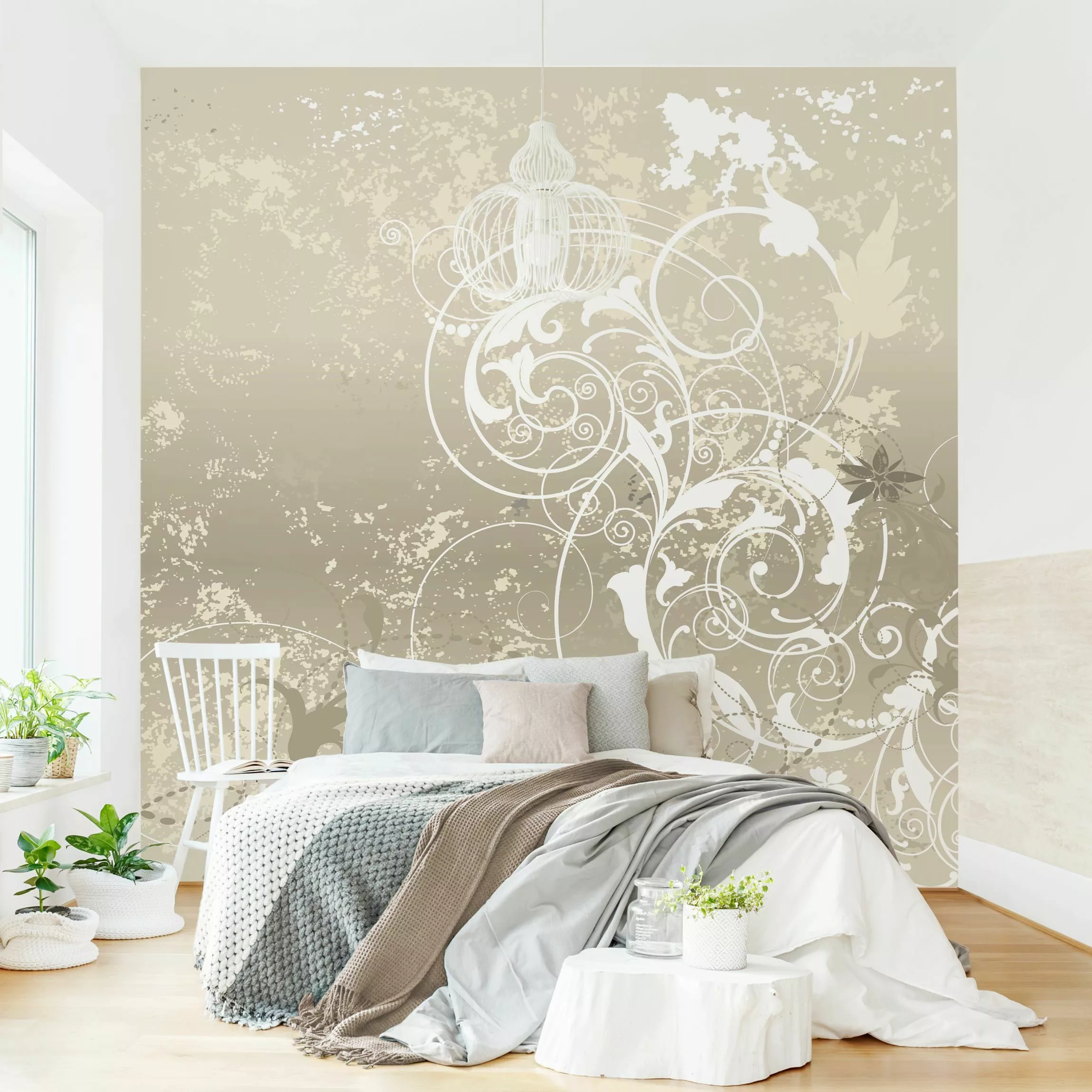 Bilderwelten Mustertapete Perlmutt Ornament Design creme Gr. 432 x 290 günstig online kaufen