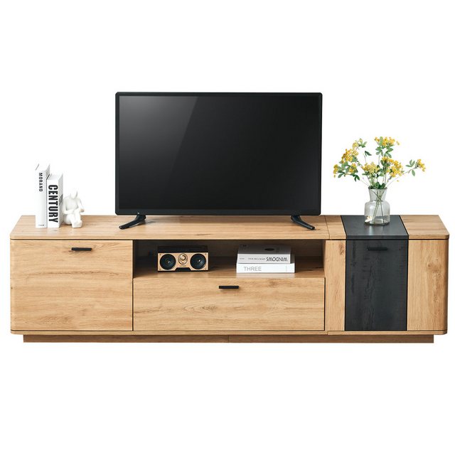 HT TV-Schrank 1,8m für 80" TV, MDF, Holzmaserung, 180x47x40cm abgerundete E günstig online kaufen