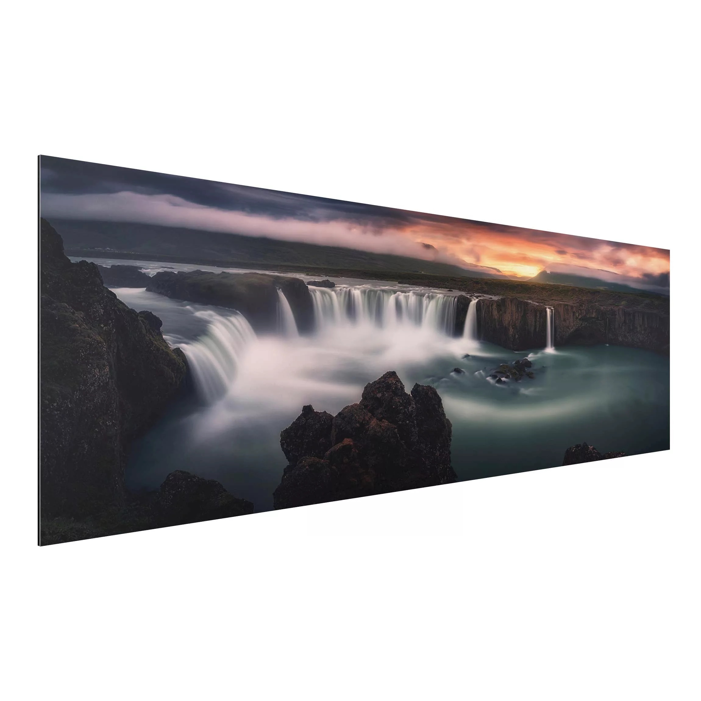 Alu-Dibond Bild - Panorama Goðafoss Wasserfall in Island günstig online kaufen