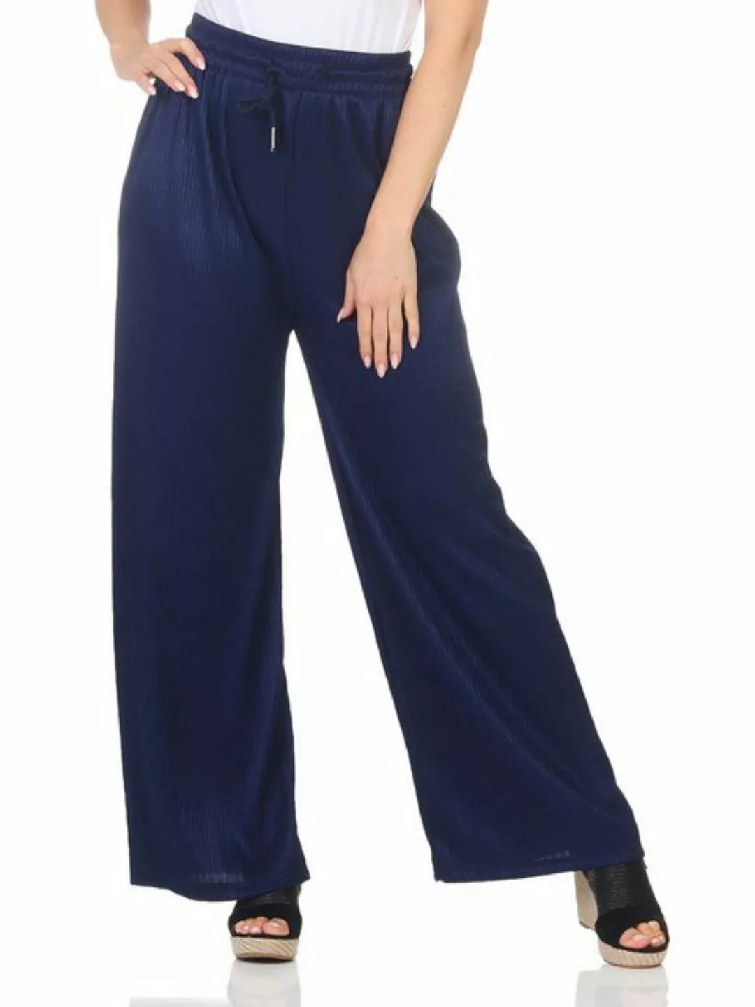 simaranda Marlene-Hose Damen Schlaghose 5020 L-Xl Navy mit elastischem Bund günstig online kaufen