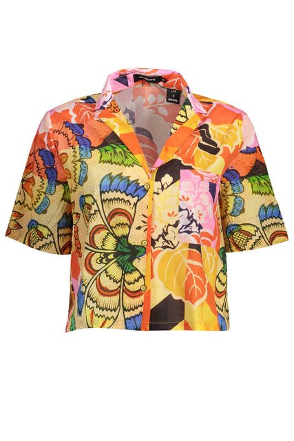 Desigual Blusenshirt Stylisches Damen-Kurzarmhemd Gelb mit V-Ausschnitt günstig online kaufen