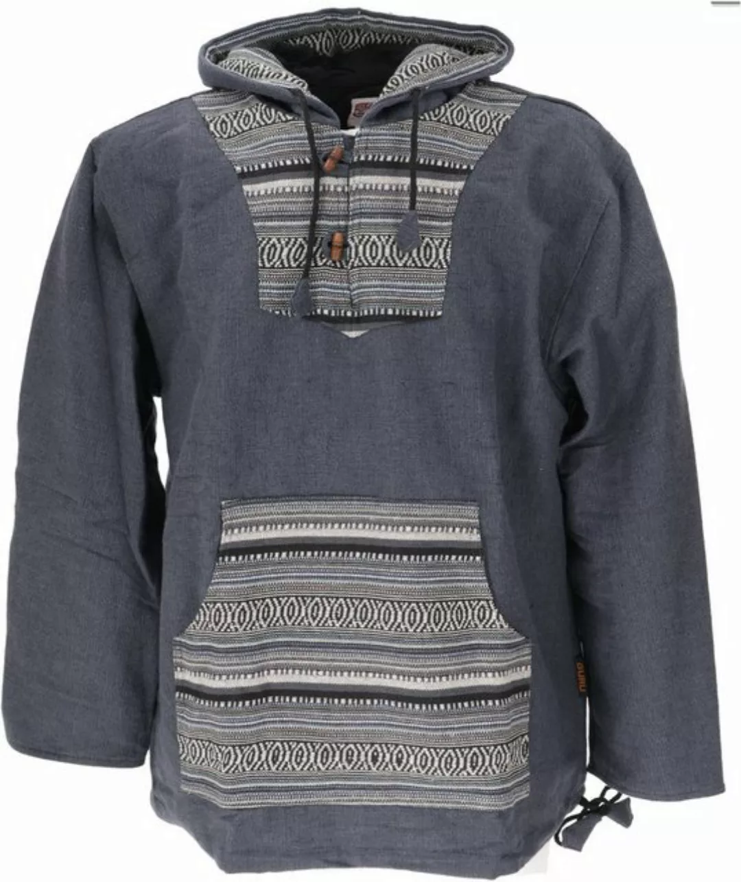 Guru-Shop Sweater Goa Kapuzenshirt, Baja Hoody - blaugrau/bunt alternative günstig online kaufen