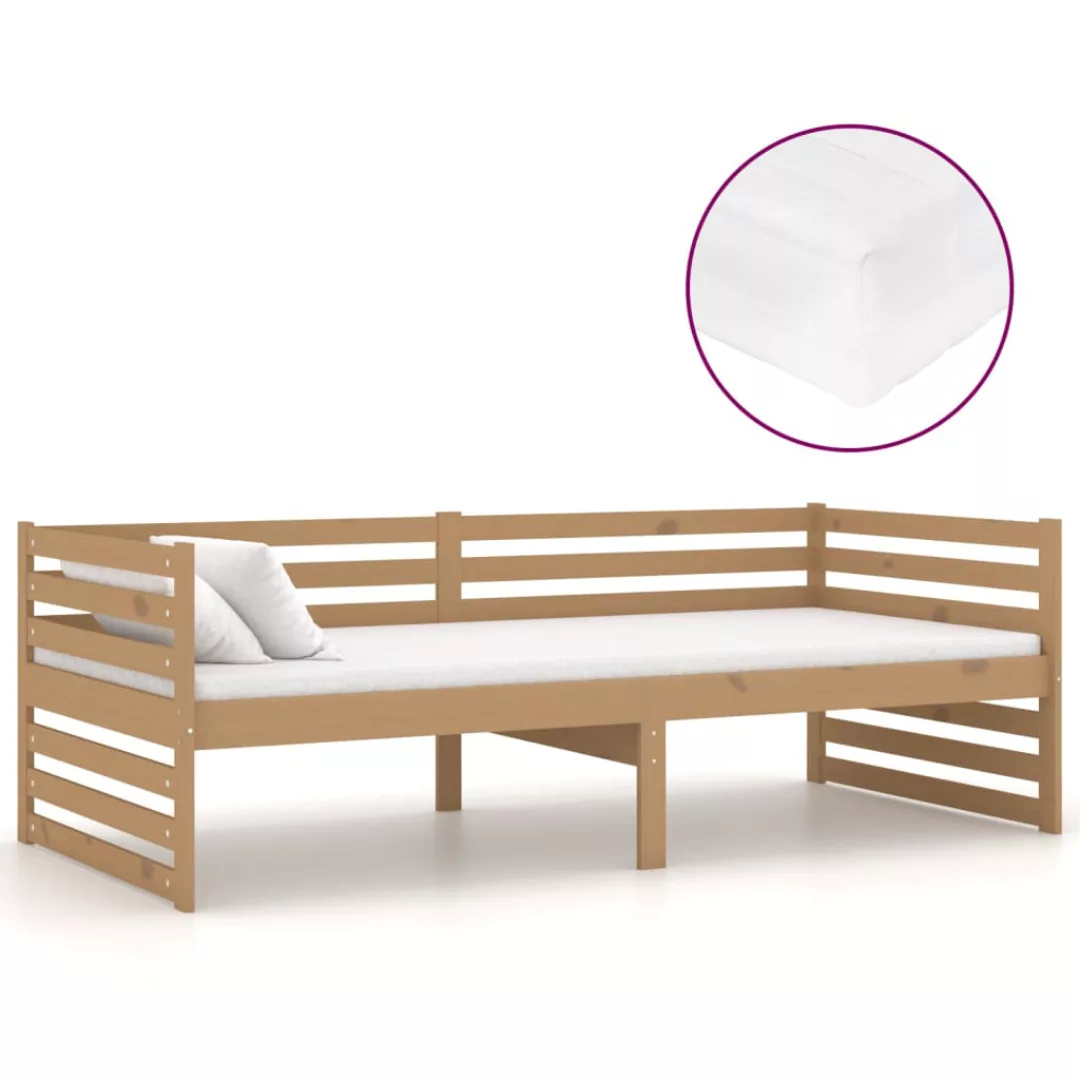 vidaXL Bettgestell Tagesbett Gästebett mit Matratze 90x200 cm Honigbraun Ma günstig online kaufen