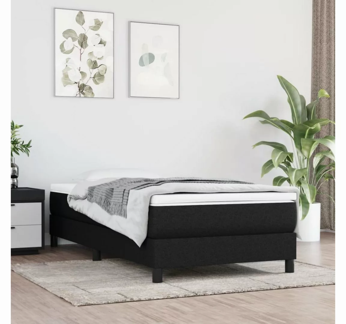 vidaXL Bettgestell Boxspringbett mit Matratze Schwarz 90x200 cm Stoff Bett günstig online kaufen