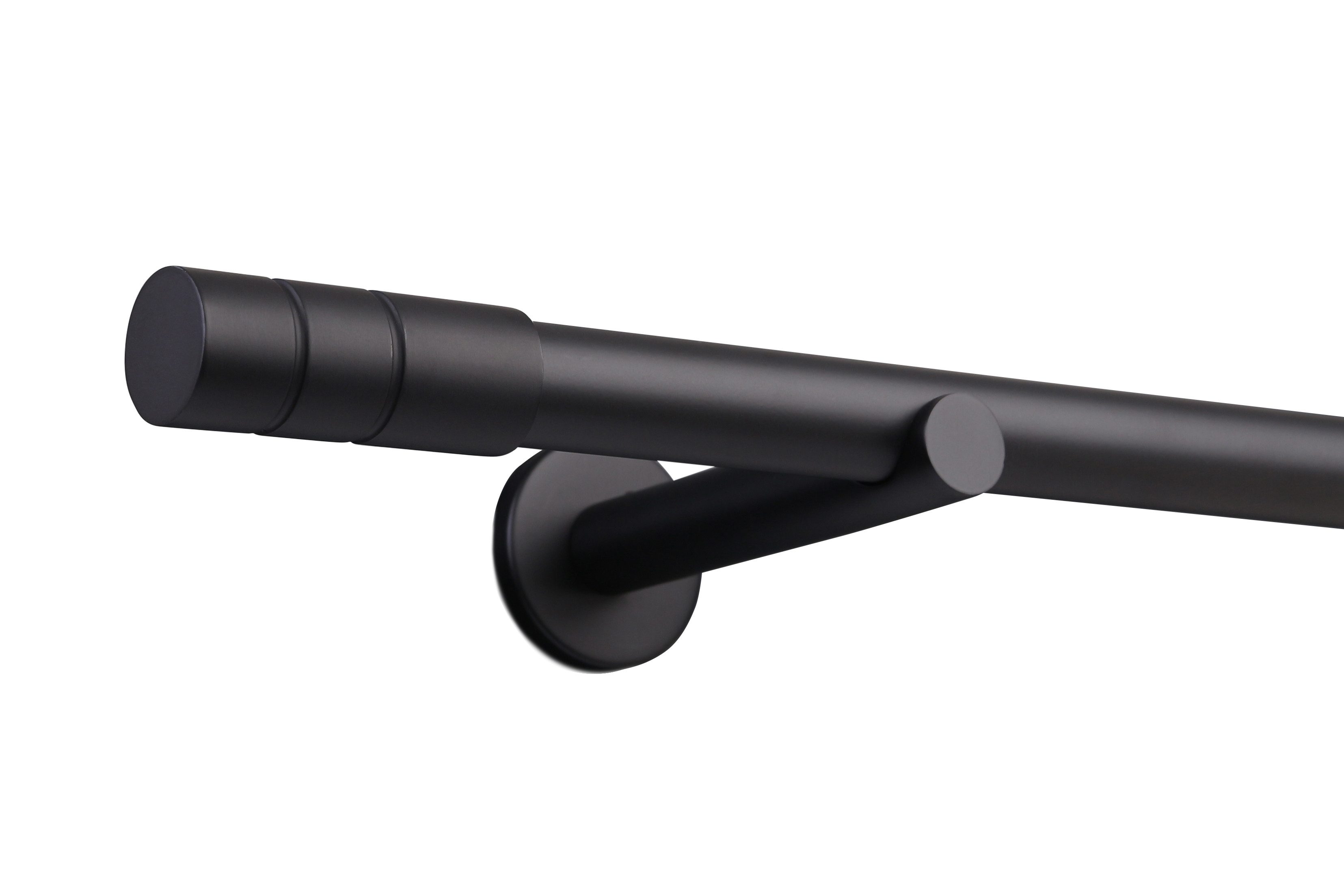 Deco-Raum Gardinenstange nach Maß 1-Lauf Zylinder Ø 25 Schwarz 60cm günstig online kaufen