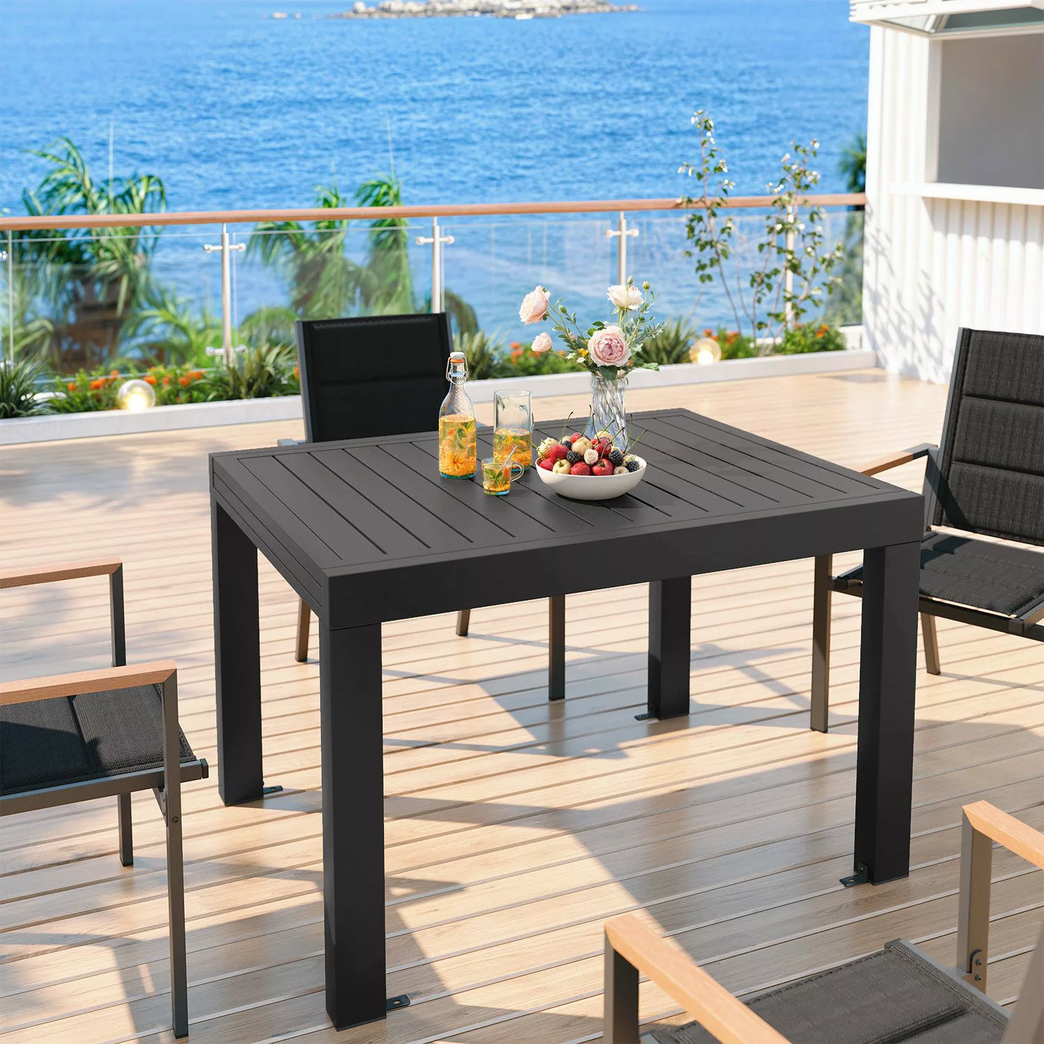 GUNJI Gartentisch Aluminium Ausziehbarer Gartentisch 80-160 günstig online kaufen