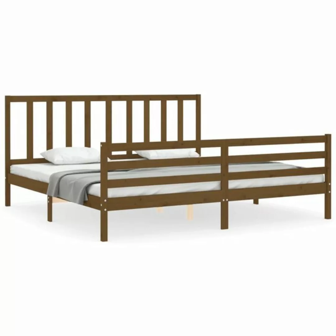 vidaXL Bett Massivholzbett mit Kopfteil Honigbraun 200x200 cm günstig online kaufen