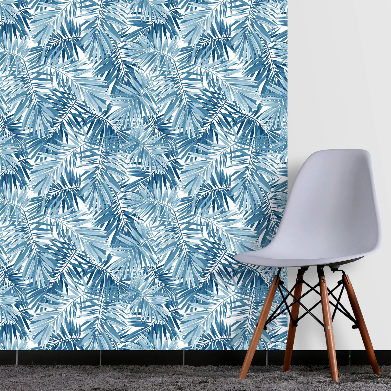 queence Vinyltapete »Tropische Blätter-Blau«, 90 x 250 cm, selbstklebend günstig online kaufen