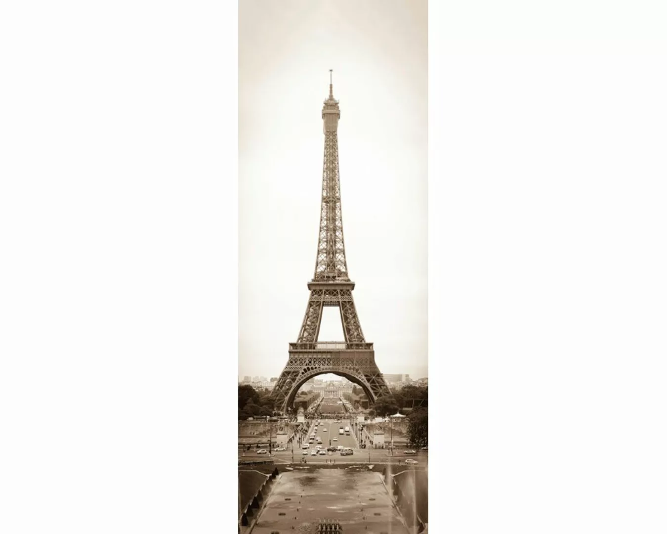 Dekopanel "Eiffelturm" 1,00x2,80 m / Glattvlies Perlmutt günstig online kaufen