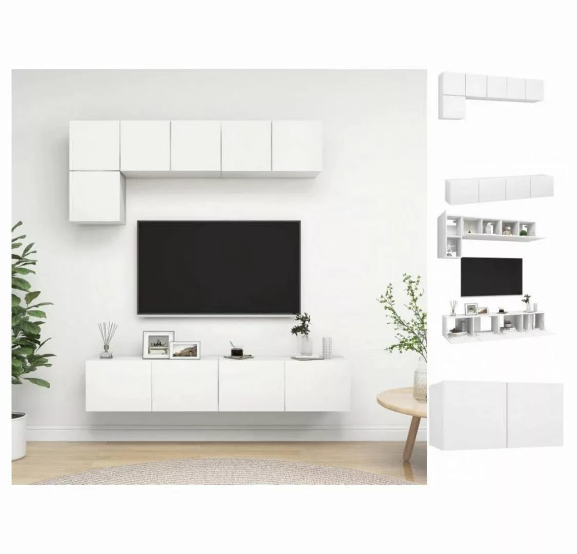 vidaXL TV-Schrank 5-tlg TV-Schrank-Set Weiß Spanplatte günstig online kaufen