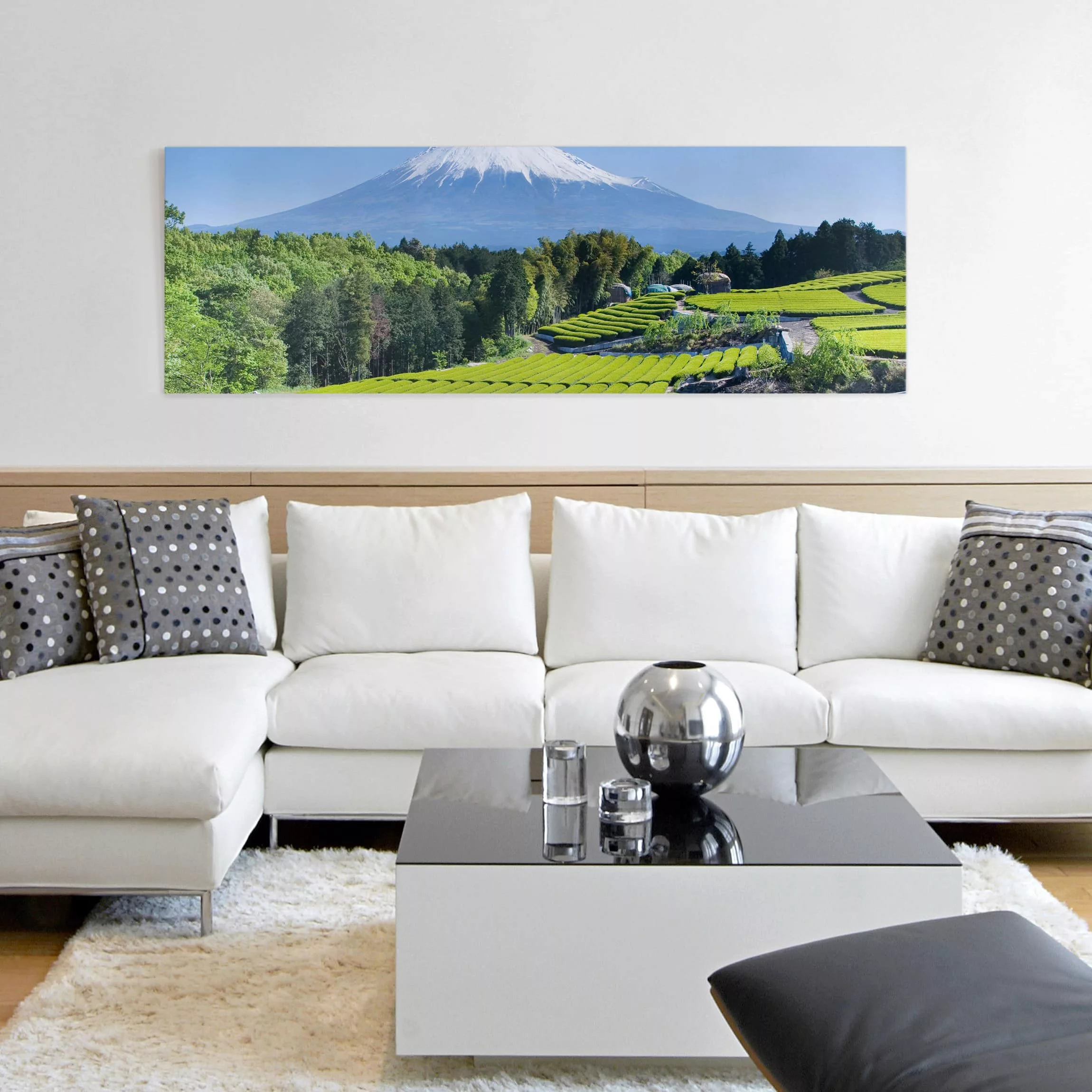 Leinwandbild Berg - Panorama Teefelder vor dem Fuji günstig online kaufen