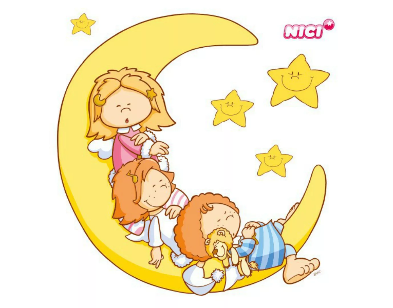 Wandtattoo Kinderzimmer NICI - Little Wingels auf dem Mond günstig online kaufen