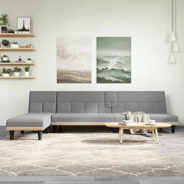vidaXL Sofa Schlafsofa in L-Form Hellgrau 255x140x70 cm Stoff günstig online kaufen