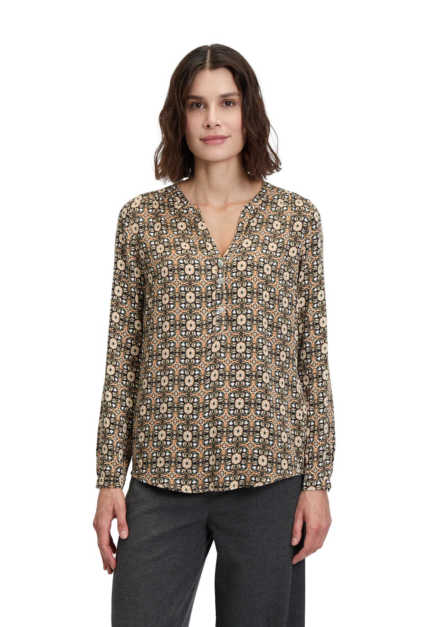 Cartoon Schlupfbluse "Cartoon Damen Casual-Bluse mit Muster" günstig online kaufen