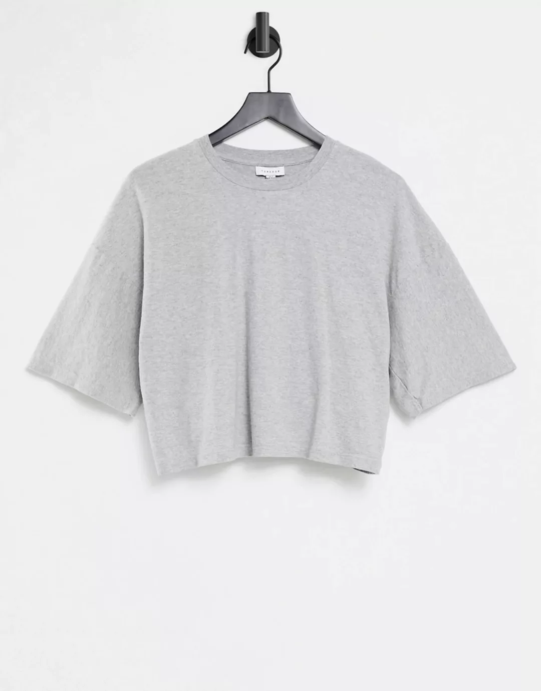 Topshop – Kurzärmliges, kastenförmiges T-Shirt in Grau günstig online kaufen
