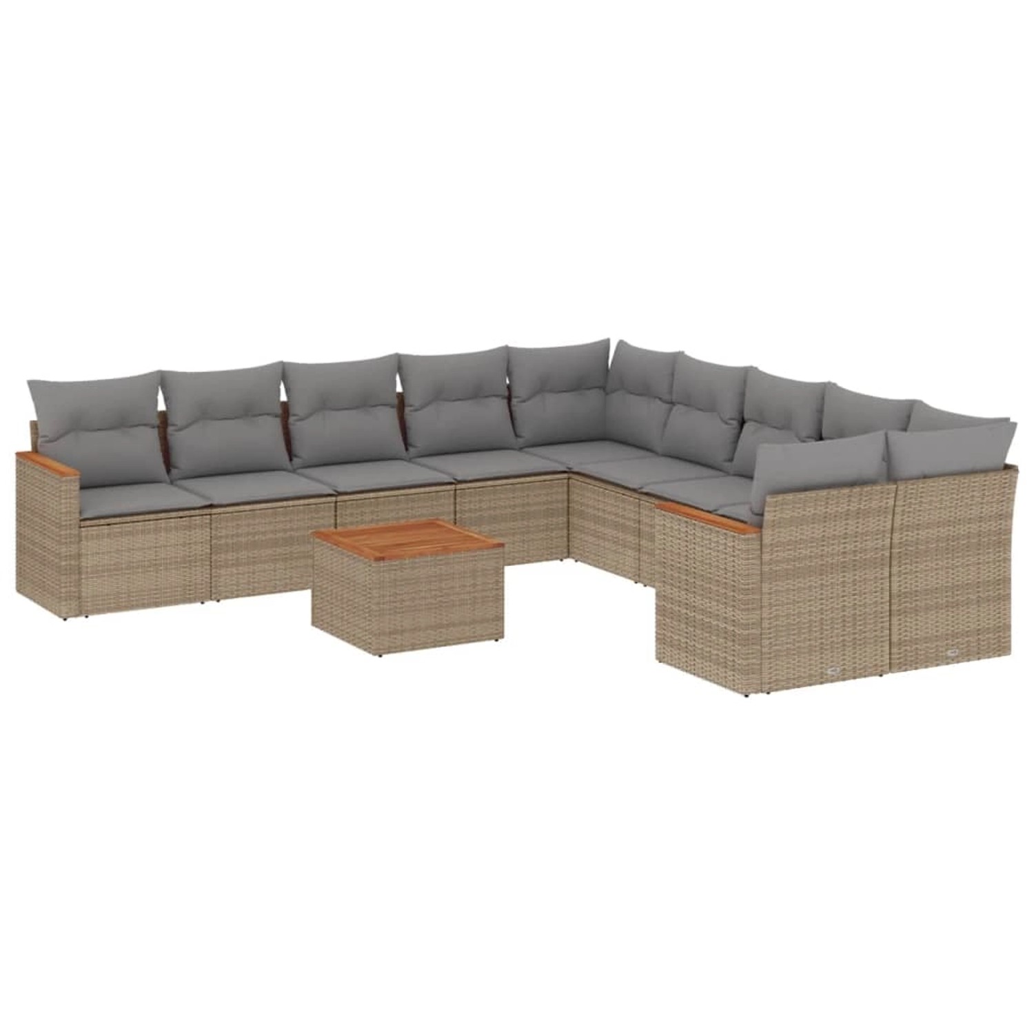 vidaXL 11-Tlg Garten-Sofagarnitur mit Kissen Beige Poly Rattan 3258762 günstig online kaufen